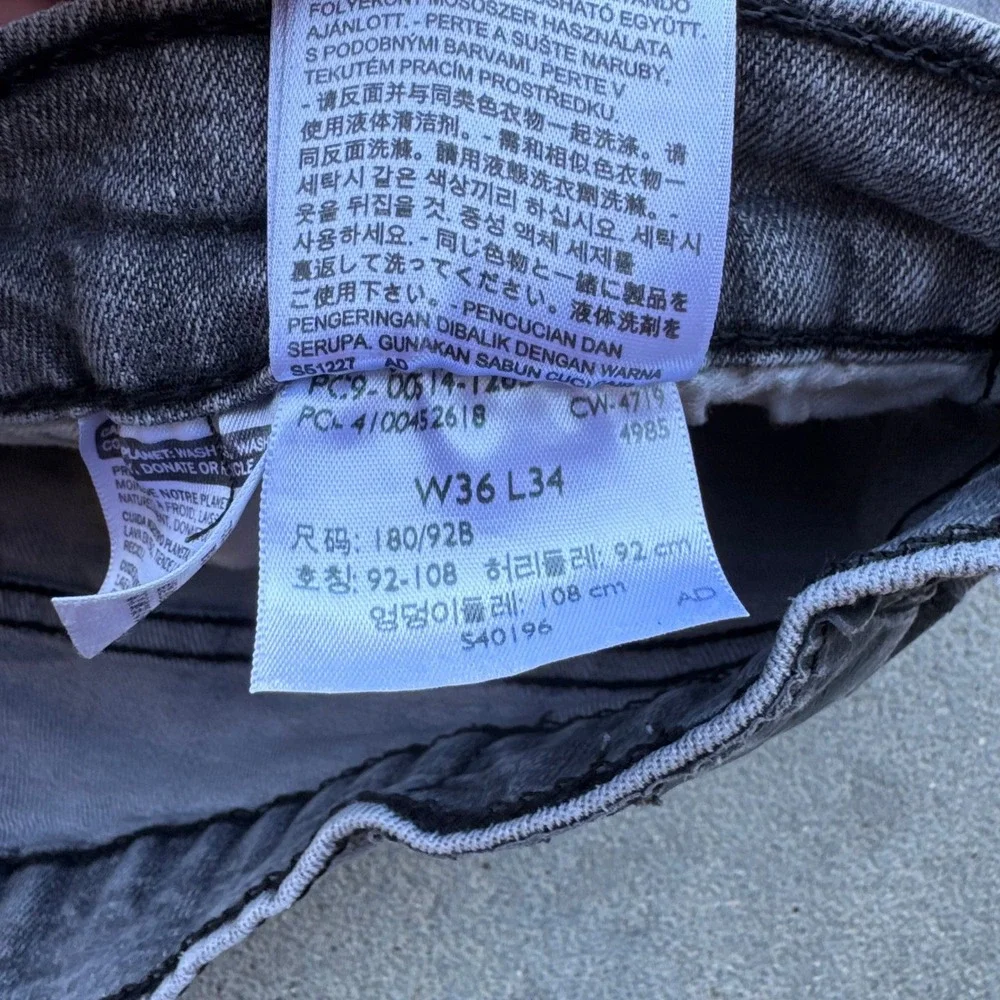 Levi's 514 36x34 Straight‎ Fit Jeans Men's Grey